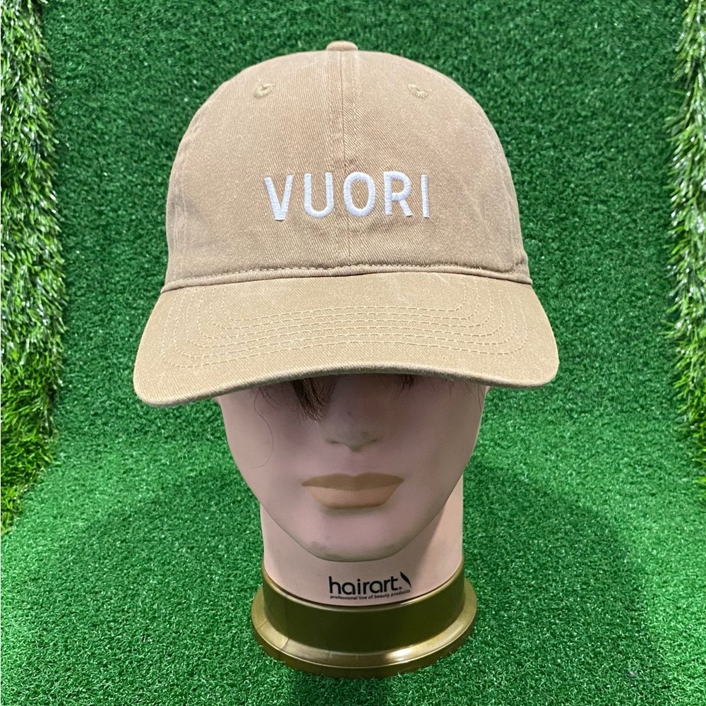 Vuori Hat With Embroidery Beige, Cotton Strapback Baseball (Unisex)